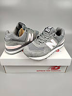 Кроссовки женские подростковые New Balance 574 Gray White Logo