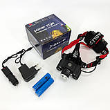 Налобний ліхтар на голову, Налобний ліхтар з ремінцем на голову Перезарядний Head Lamp GO-28, фото 2