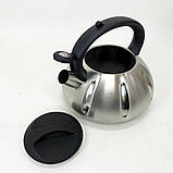 Чайник зі свистком нержавіюча сталь Unique, Емальований чайник нержавіюча сталь зі свистком HT-90, фото 6