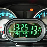Автомобільний годинник VST-7009V підсвічування + 2 термометри + вольтметр, живлення від акумулятора TM-246 авто 12В-24В, фото 8