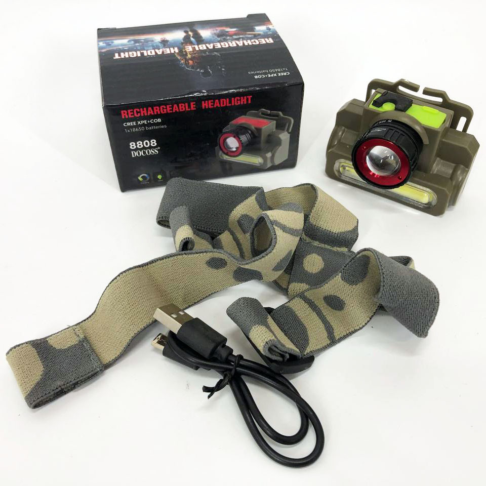 Ліхтар на лоб для риболовлі Police, Тактичний ліхтар на голову з фіксацією голові BE-42, фото 1