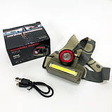 Ліхтар на лоб для риболовлі Police, Тактичний ліхтар на голову з фіксацією голові BE-42, фото 4