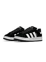 Чоловічі кросівки Adidas Campus Black White Адідас Кампус чорно білі замшеві демісезон, фото 4