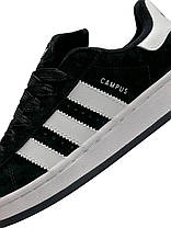 Чоловічі кросівки Adidas Campus Black White Адідас Кампус чорно білі замшеві демісезон, фото 6