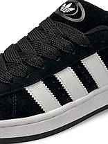 Чоловічі кросівки Adidas Campus Black White Адідас Кампус чорно білі замшеві демісезон, фото 5