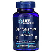 Бенфотиамин, Benfotiamine, Life Extension, с тиамином, 100 мг, 120 капсул (LEX-92012)