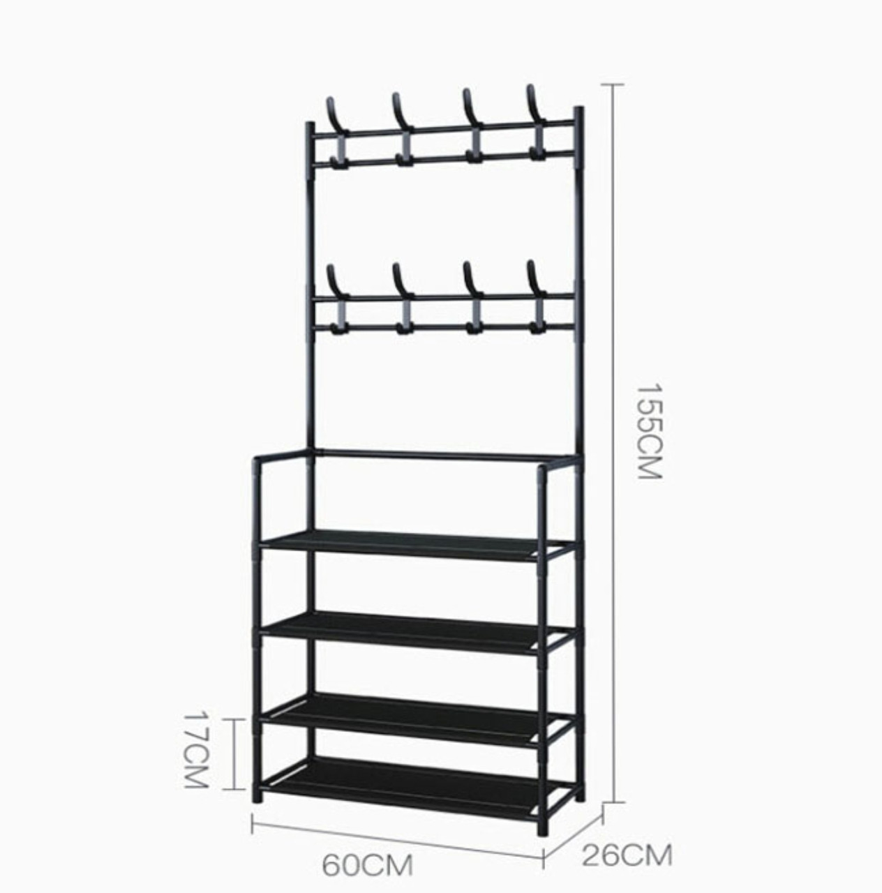 Збірна вішалка для одягу New simple floor clothes rack size з полицями і гачками, фото 1
