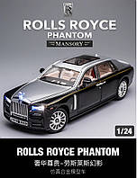 Модель лимитированная автомобиля Rolls Royce Phantom 1:24 (черно-серый) Звук. свет. Инерция Роллс Ройс