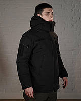 Зимний мужской бушлат черный (ткань SoftShell +утеплитель холософт)