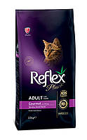 Корм Reflex Plus Cat Adult Gourmet Chicken сухой с курицей для взрослых котов 15 кг