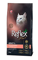 Корм Reflex Plus Cat Adult Hairball & Indoor Salmon сухой для вывода шерсти 15 кг