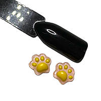 Украшение объемное (1 пара) для дизайна ногтей "лапки желтые" (размер 10/7/5 мм)