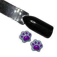 Украшение объемное (1 пара) для дизайна ногтей "лапки фиолетовые" (размер 10/7/5 мм)