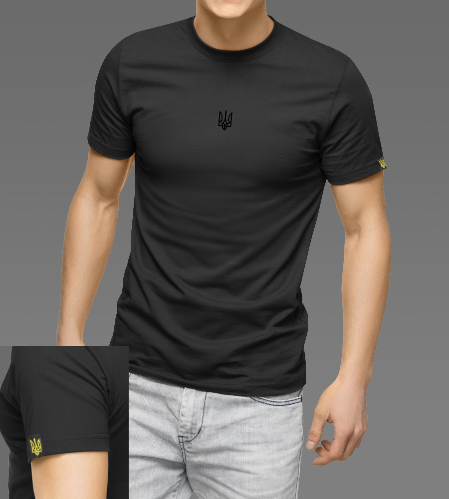 Футболка чоловіча Тризуб 2301м (Уп.4шт M-XXL), Чорний із чорним