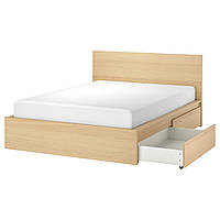 ІКЕА Рама ліжка з 4 ящиками MALM МАЛЬМ, 791.750.73, шпон з мореного дуба білого кольору