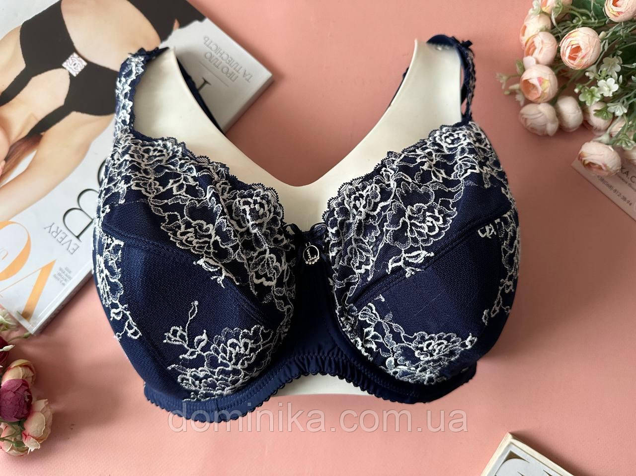 85/90/95/100H Бюстгальтер великого розміру на чашку H, ліфчик на 8 розмір синій