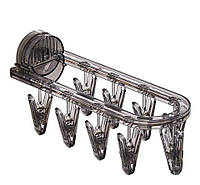 Складная вешалка сушарка органайзер для белья на присосках Folding Hanger 231008T Темный прозрачный