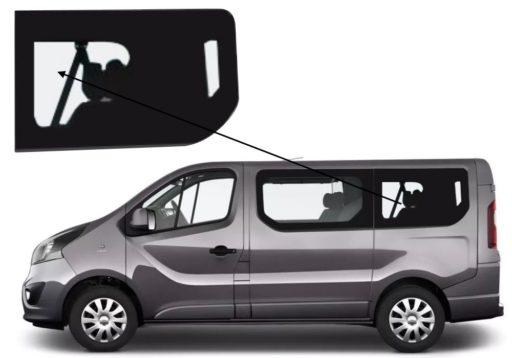 Бічне скло Nissan NV300 2017-2021 салону заднє ліве коротка база