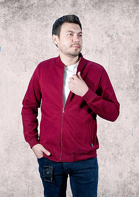 Бомбер Red Downi теплий чоловічий на блискавці арт.1553-1, XXL, 52, Бордовий