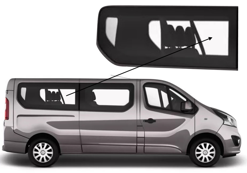 Бічне скло Nissan NV300 2017-2021 салону заднє праве довга база
