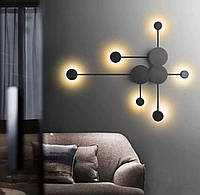 Дизайнерский настенный светодиодный светильник бра в cкандинавском стиле на 6 ламп черный