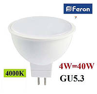 Светодиодная лампа Feron LB-240 4W GU5.3 MR-16 230V 4000K (нейтральный белый)