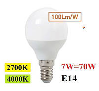 Светодиодная лампа 7W E14 LED Feron LB-195 G45 шар 2700К/4000К