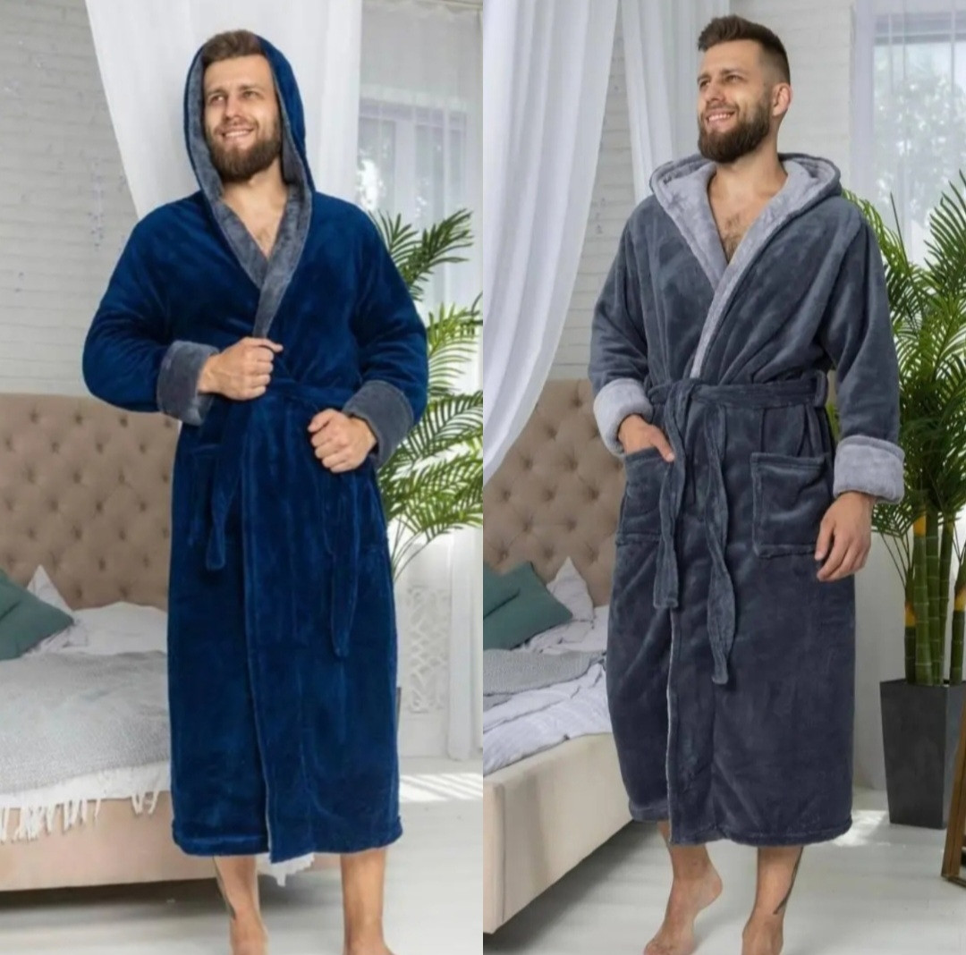 Зимовий м'який халат із капюшоном чоловічий
