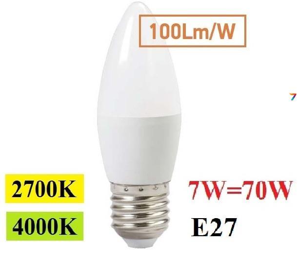 Світлодіодна лампа 7W E27 LED Feron LB-197 2700 K/4000 К C37 свічка