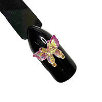 Об'ємна прикраса метелик рожева(1 шт) для дизайну нігтів