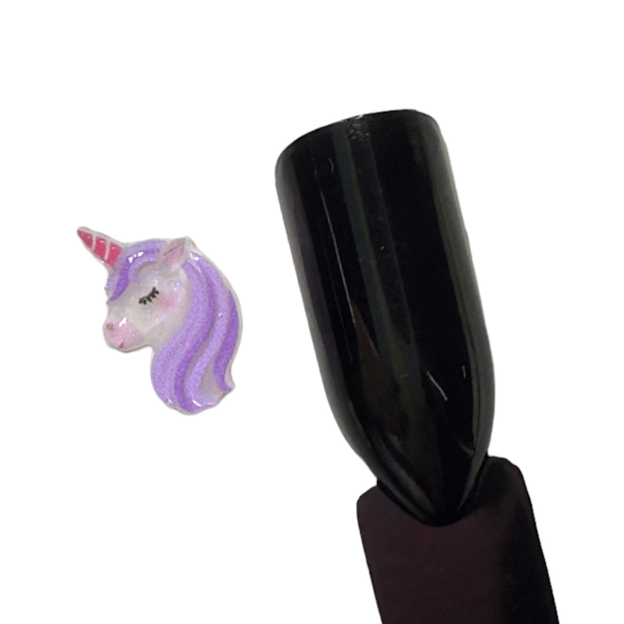 Об'ємний декор (1шт) для нігтів єдиноріг фіолетовий (розмір 12/8/3 мм)