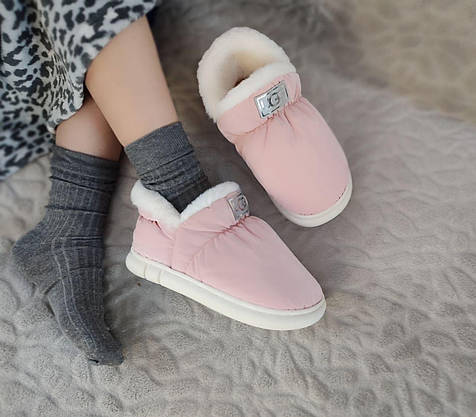 36-37 р Ugg Pink дутики детские Розовые с опушкой на высокой подошве непромокаемые зимние, фото 4