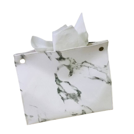 Диспенсер для салфеток/салфетница 19 см из эко-кожи белый "Белый мрамор" DL21012700W - фото 1 - id-p2056073032