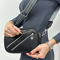 Маленька жіноча сумочка з блискавками "Look" продаж Чорний