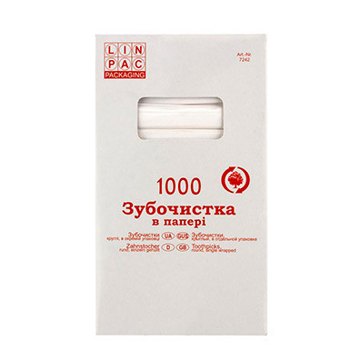 Зубочистки березові в індивідуальній паперовій оболонці 1000 шт