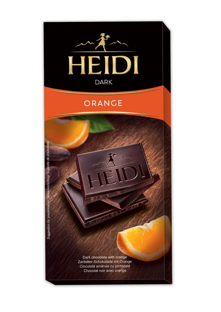 Чорний шоколад Heidi з апельсином 80 грамів