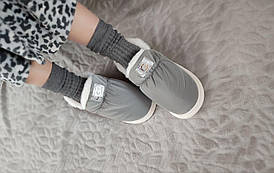 36-37 р Ugg GREY дутики детские СЕРЫЕ с опушкой на высокой подошве непромокаемые зимние