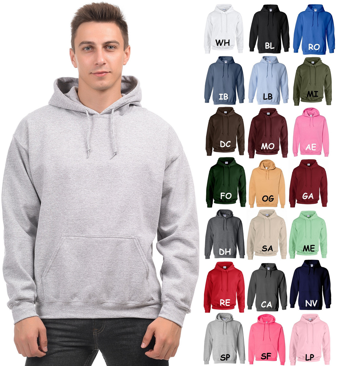 Чоловіча толстовка худі Gildan з начосом Heavy Blend Hoodie з капюшоном на тонкому флісі