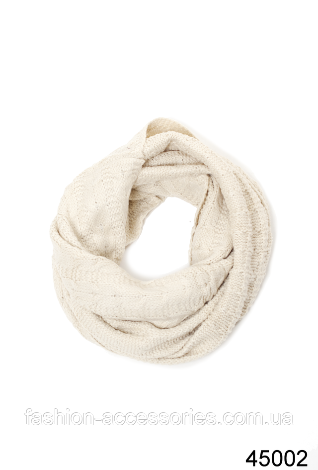 Однотонный женский бежевый шерстяной хомут новинка года Снуд вязаный шерстяной бежевый 2