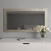 Зеркало в оправе | На стену 156х56 | Никель | Серебристое | Black Mirror для спальни гостиной