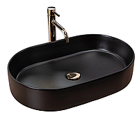 Накладная раковина в ванную, керамический умывальник для ванной комнаты REA NADIA BLACK MATT Черный