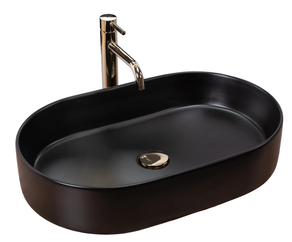 Накладна раковина у ванну, керамічний умивальник для ванної кімнати REA NADIA BLACK MATT Чорний