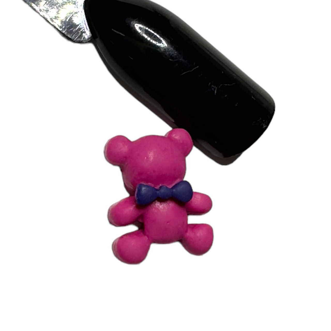 Об'ємна прикраса (1 шт) для дизайну нігтів ведмедик малиновий (розмір 12/11/5 мм)