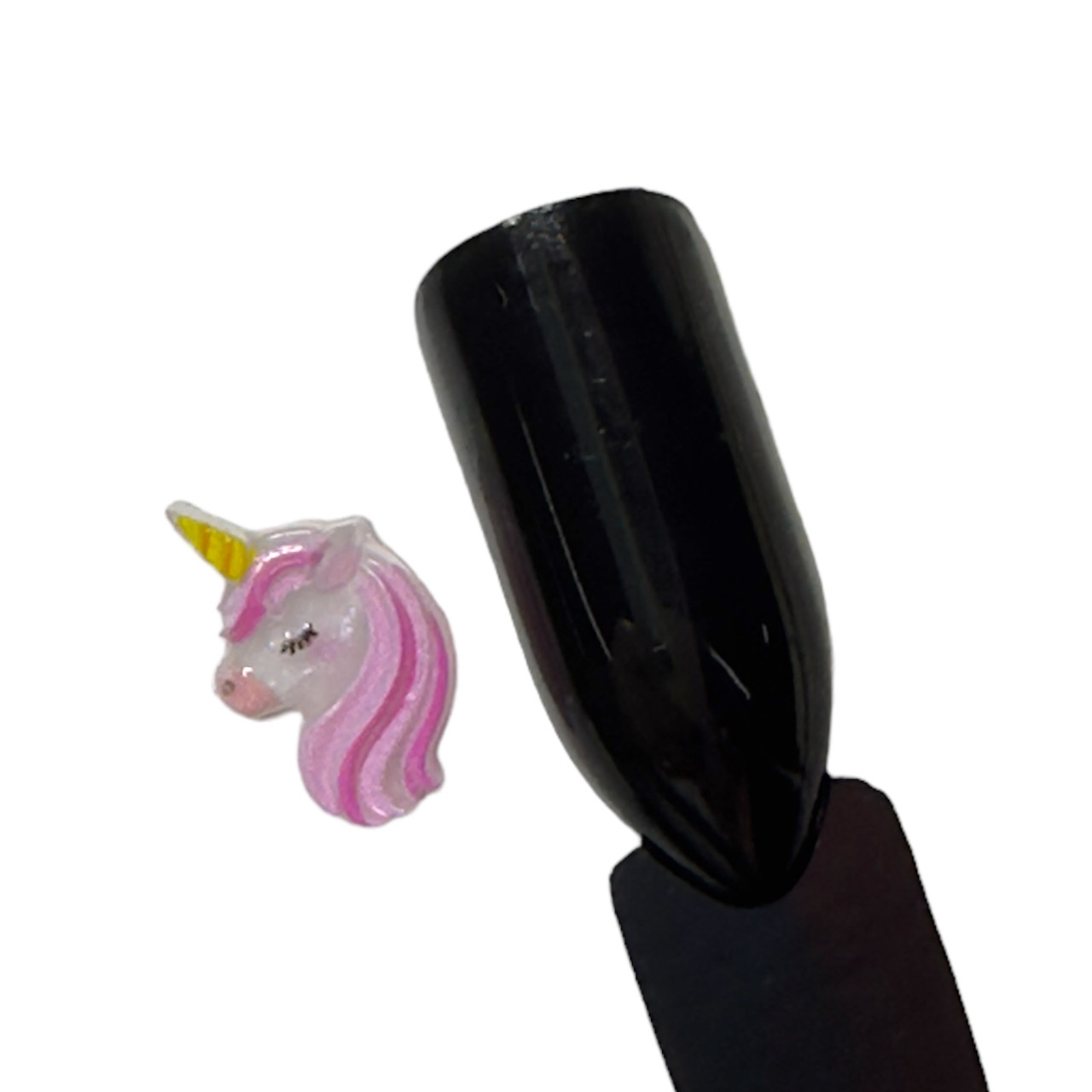 Об'ємний декор (1шт) для нігтів єдиноріг рожевий (розмір 12/8/3 мм)
