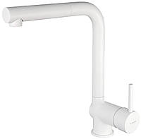 Змішувач для кухні Deante Aster, довж.виливу - 209мм, поворотний, витяжний, 1важіль, білий Technohub - Гарант Якості