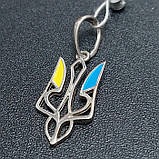 Кулон Тризуб із срібла з синьою та жовтою емаллю 1.70 гр, фото 4