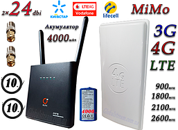 Комплект 4G WiFi роутер OLAX AX9 PRO LTE з акумулятором 4000 мА·год + Антена планшетна MIMO 2×24dbi (48дб)