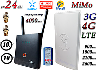 Комплект 4G WiFi роутер OLAX AX9 PRO LTE c аккумулятором 4000 мАч + Антенна планшетная MIMO 2×24dbi (48дб)