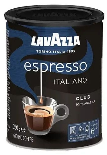 Оригінал! Кава мелена Lavazza Club 250г ж/б Італія
(Lavazza Espresso Italiano Club 100% arabica)