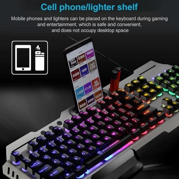 Ігрова Клавіатура з RGB-підсвіткою і постачанням для телефона AOAS MODEL M-1000 USB | Геймерська Клава
